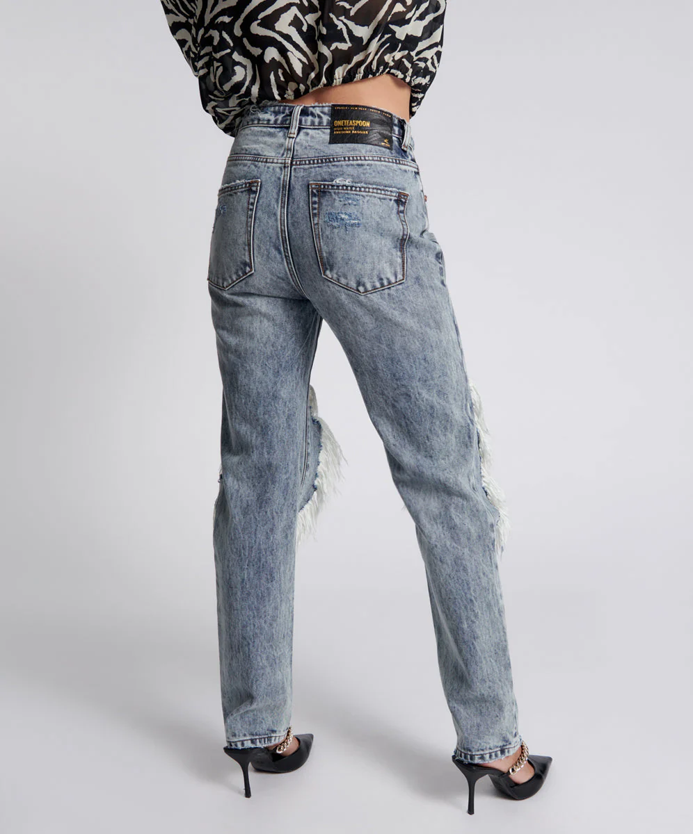 Awesome Baggies High Waist Straight Leg Denim Jeans - Blue Blossom - Image 4