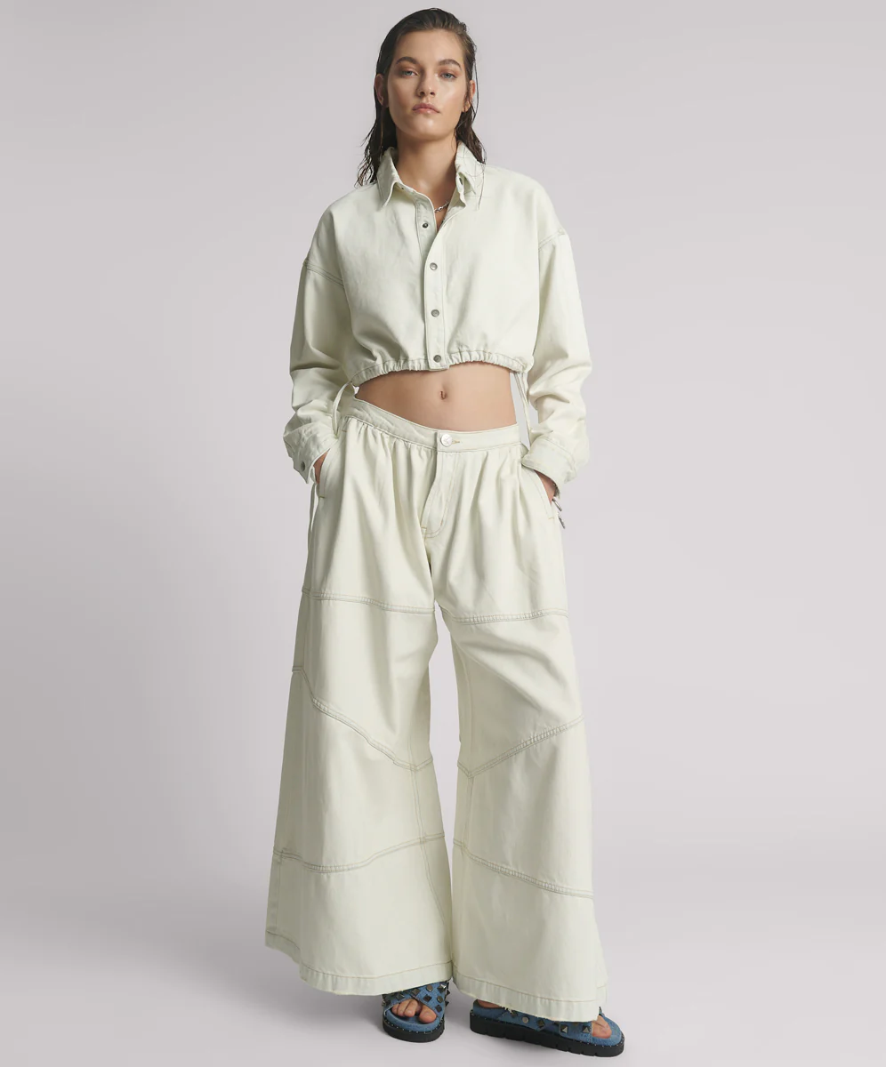 Denim Bubble Shirt - Blue Cream - Image 5