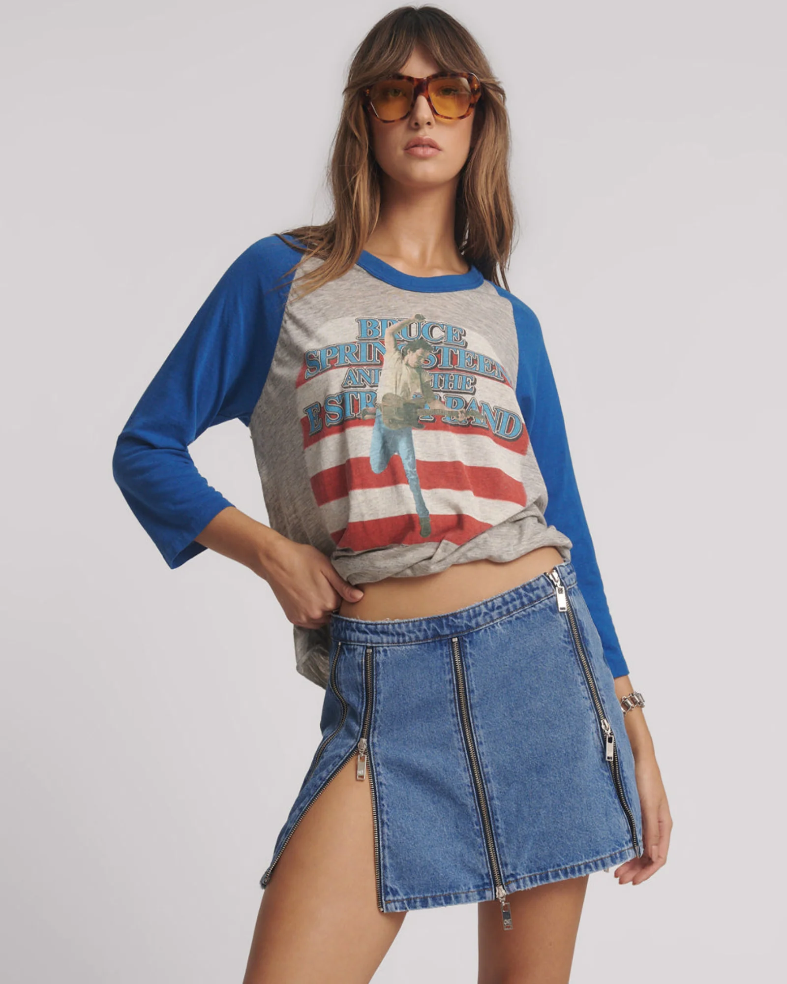 Zip Mid Waist Micro Mini Denim Skirt - Blue Estate - Image 2