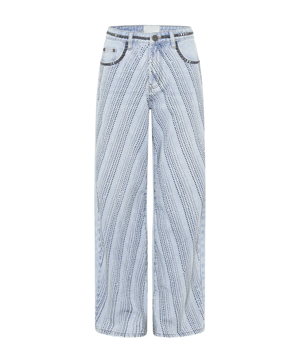 Jackson Mid Waist Wide Leg Denim Jeans - Blue Latte - Image 6