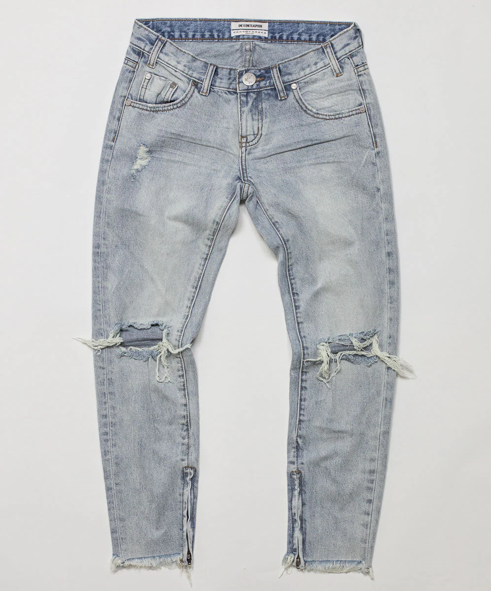 Freebirds Low Waist Rigid Skinny Denim Jeans - Blue Hart - Image 4