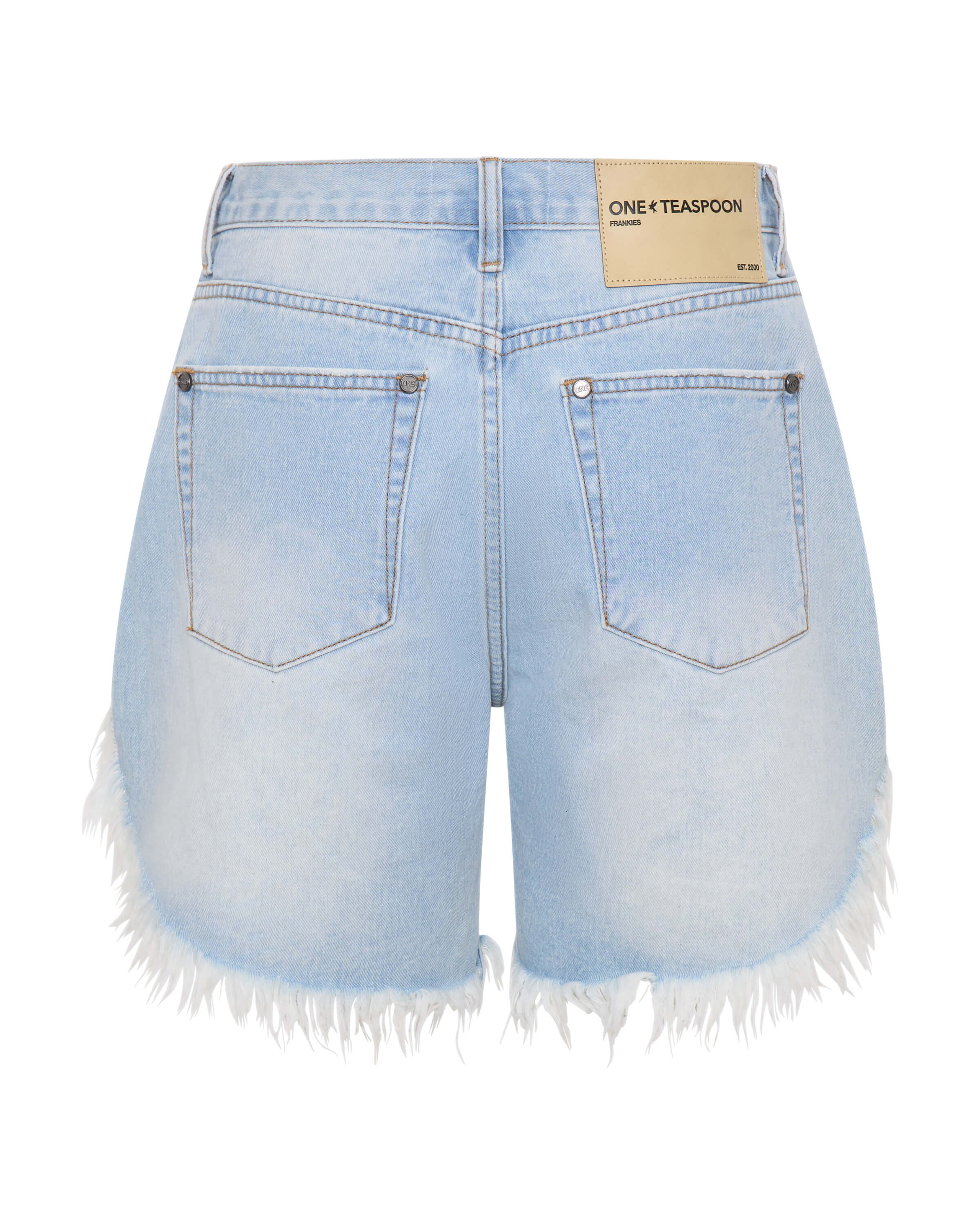 Frankies Low Waist Long Length Denim Shorts - Blue Heart - Image 9