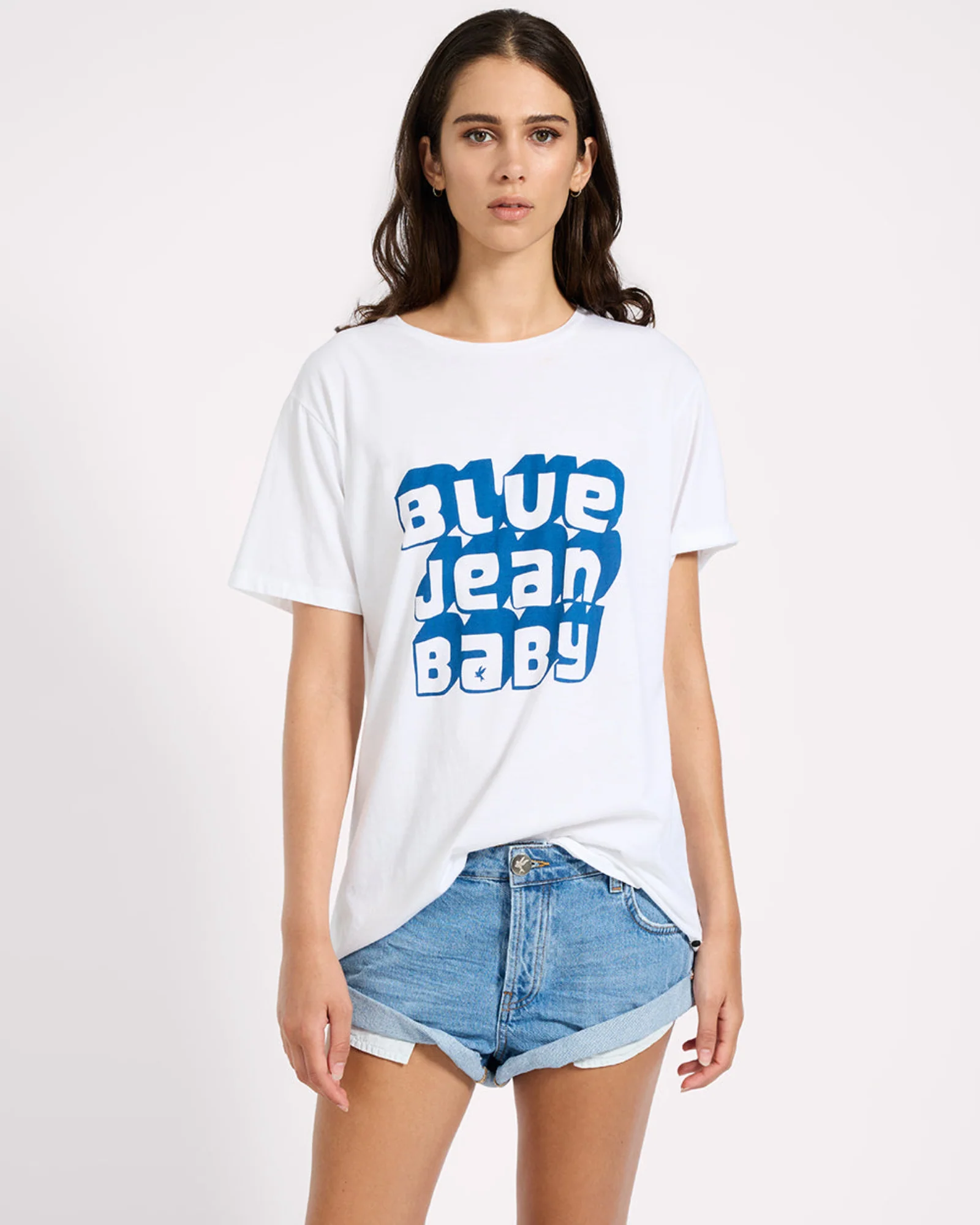 Blue Jean Baby Boyfriend Tee - White - Image 3