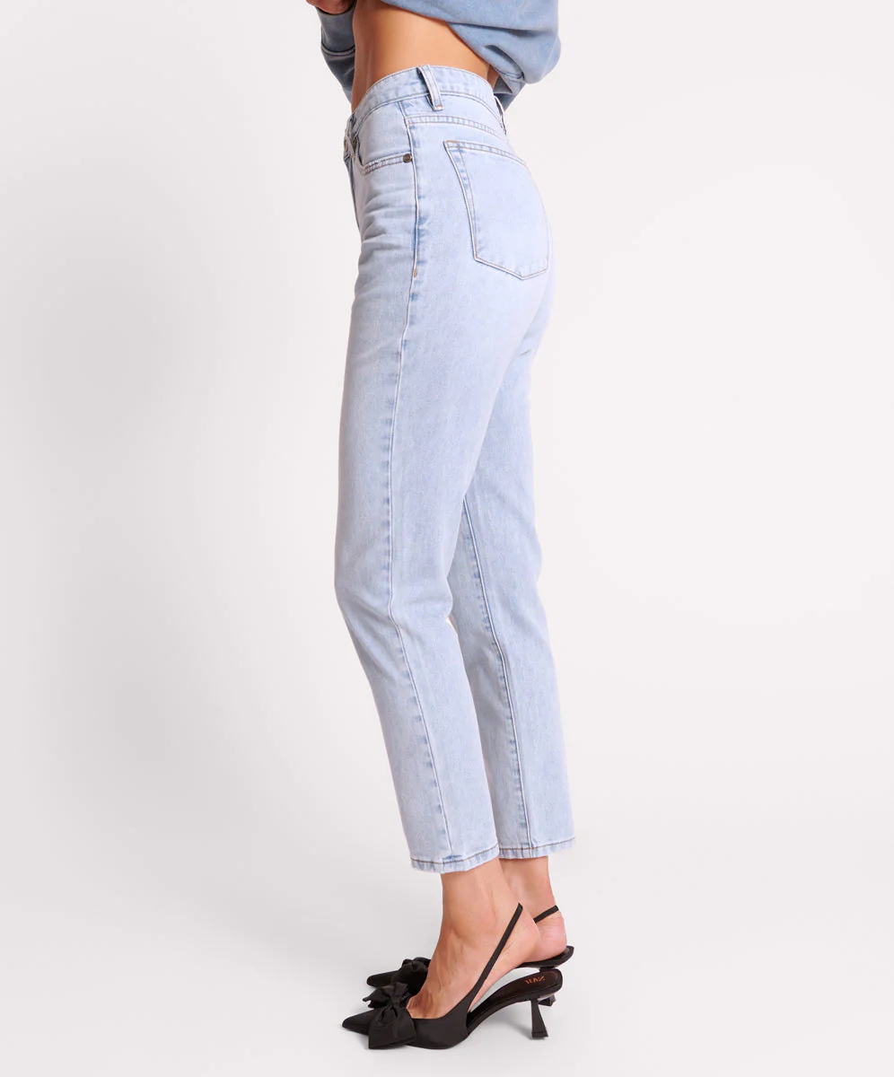 Legends High Waist Straight Leg Denim Jeans - Blue Latte - Image 4