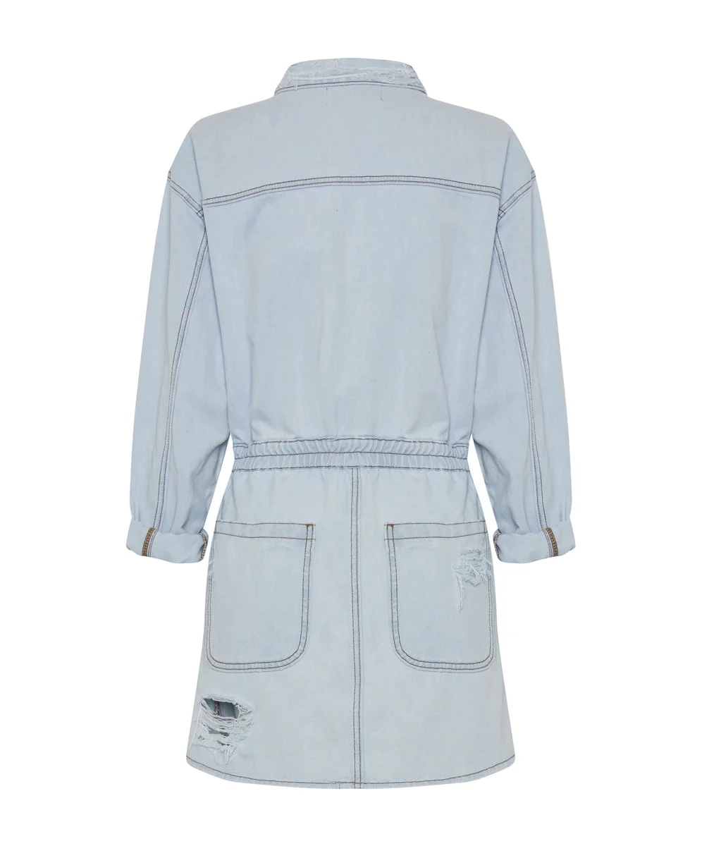 Denim Olivia Mini Dress - Blue Latte - Image 7