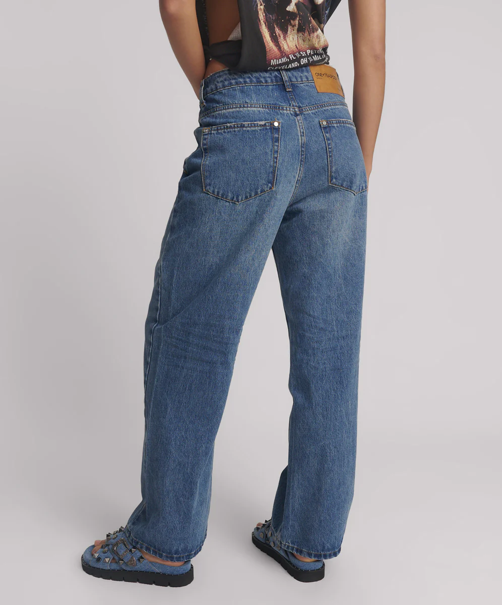 Baxters Mid Waist Wide Leg Denim Jeans - Blue Love - Image 3