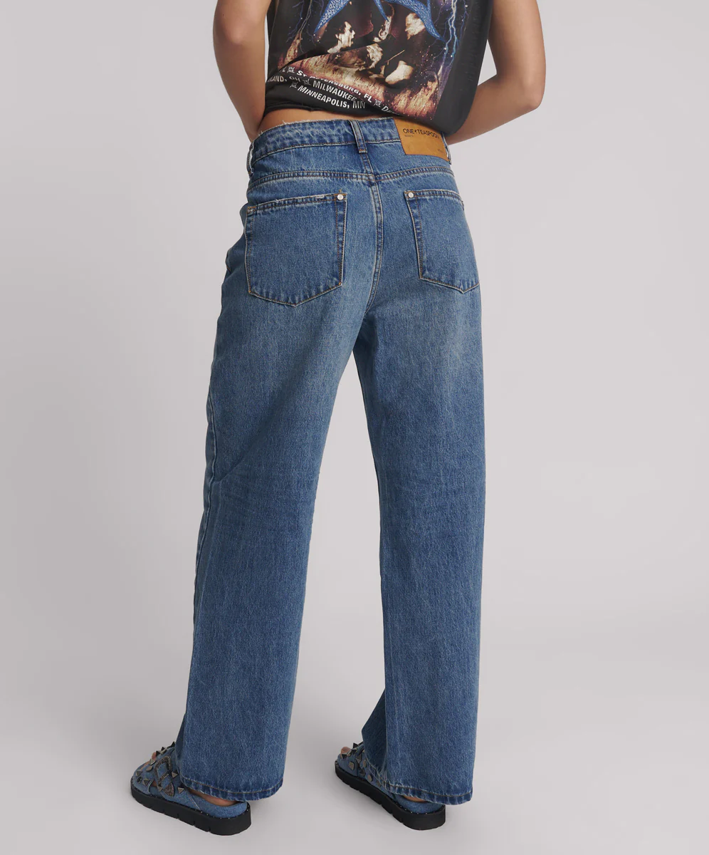 Baxters Mid Waist Wide Leg Denim Jeans - Blue Love - Image 4