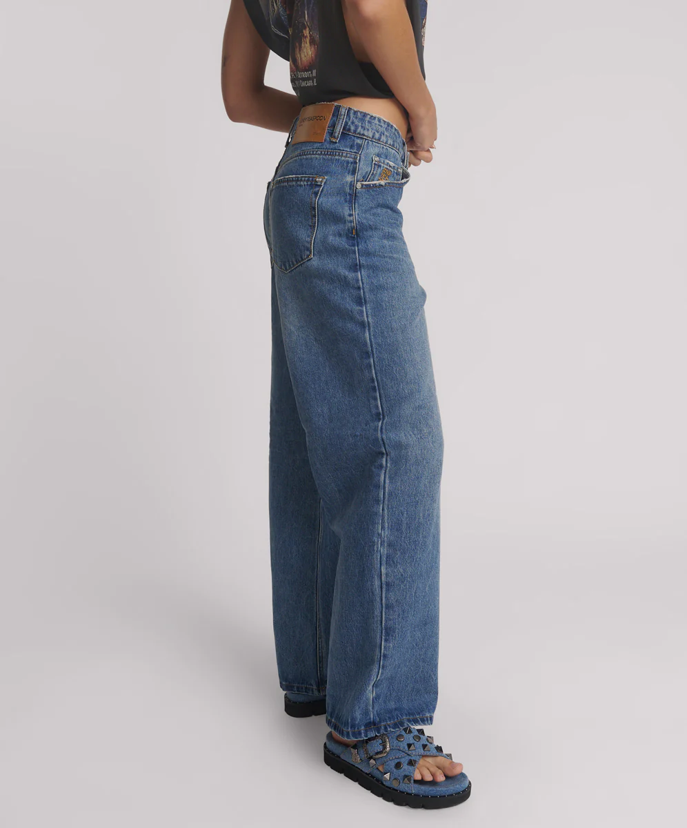 Baxters Mid Waist Wide Leg Denim Jeans - Blue Love - Image 5
