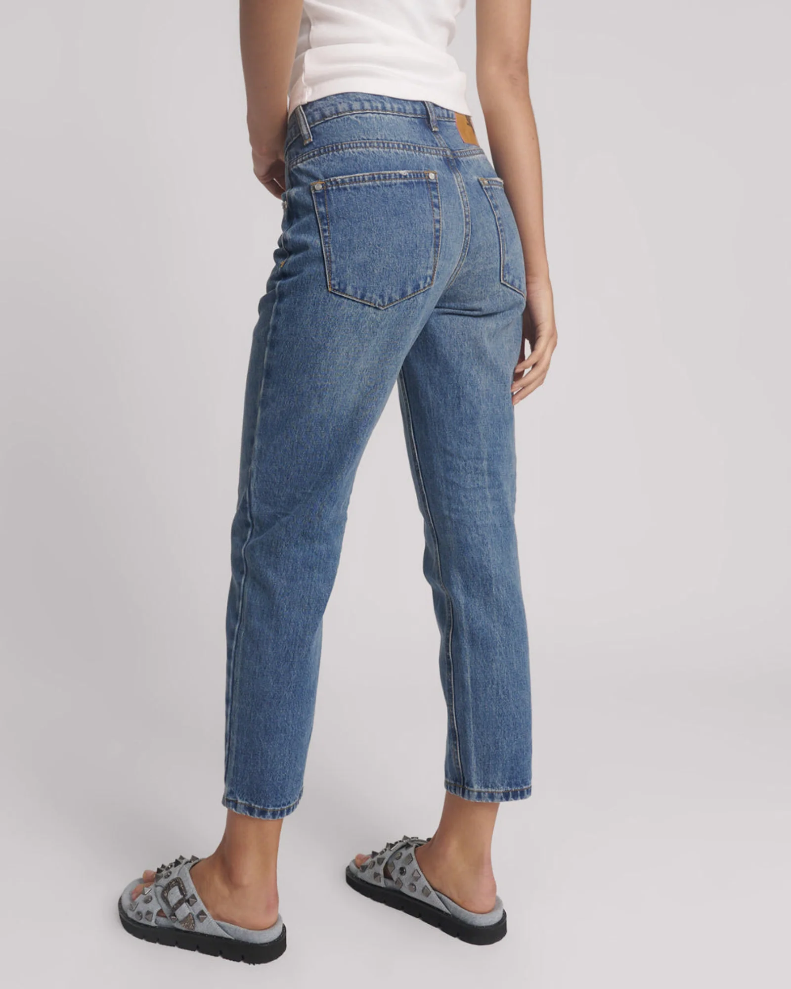 Slims High Waist Cropped Straight Slim Fit Denim Jeans - Blue Love - Image 4