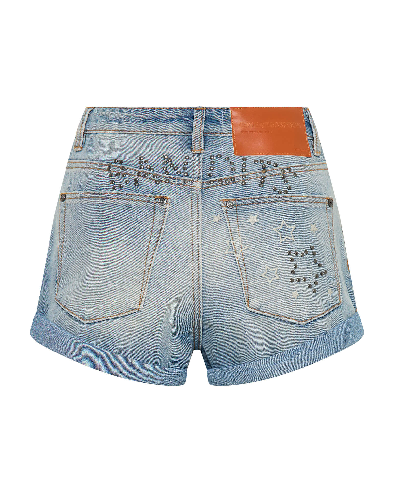 Bandits High Waist Studded Denim Shorts - Blue Malt - Image 9
