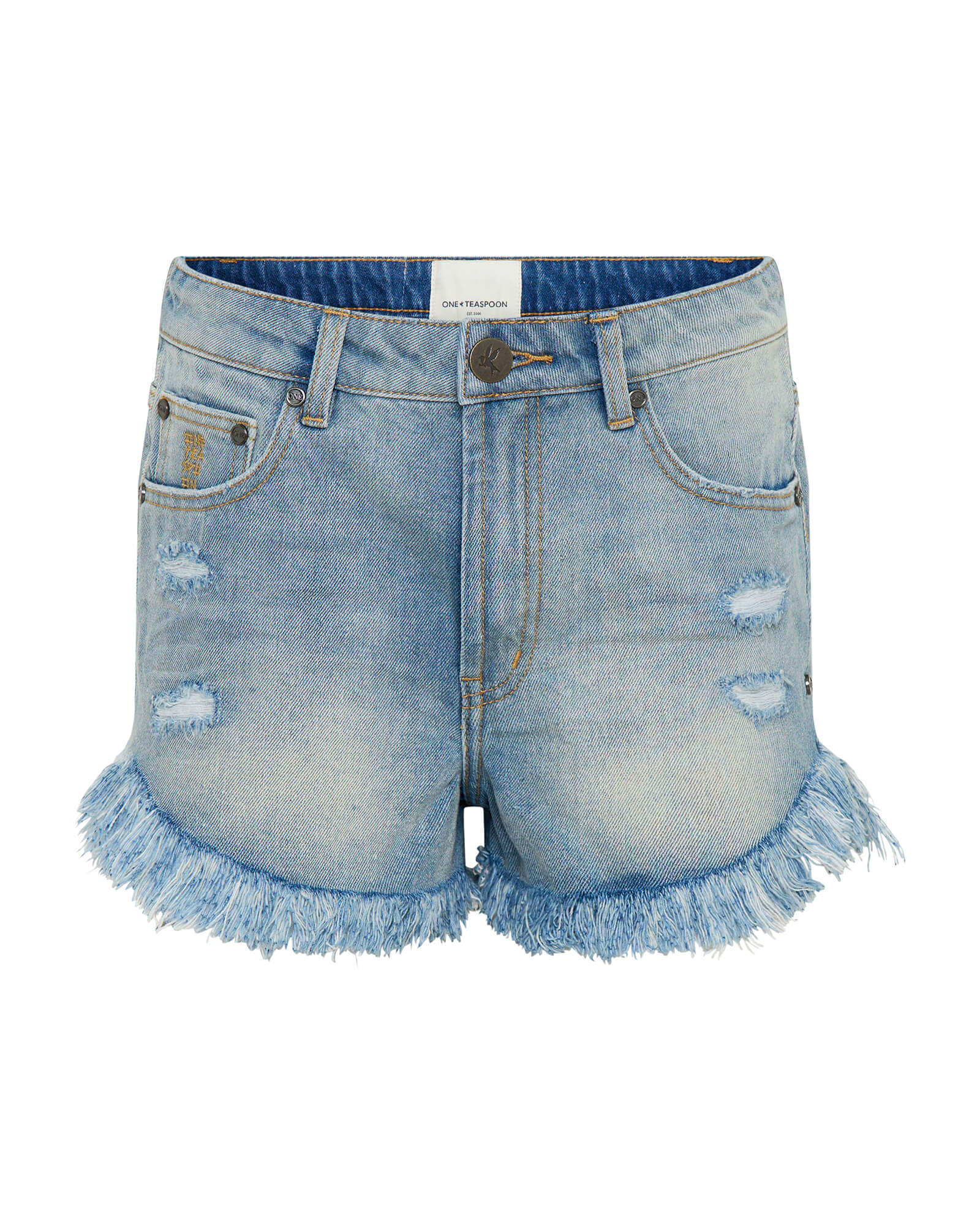 Outlaws Mid Waist Mid Length Denim Shorts -  Blue Malt - Image 8