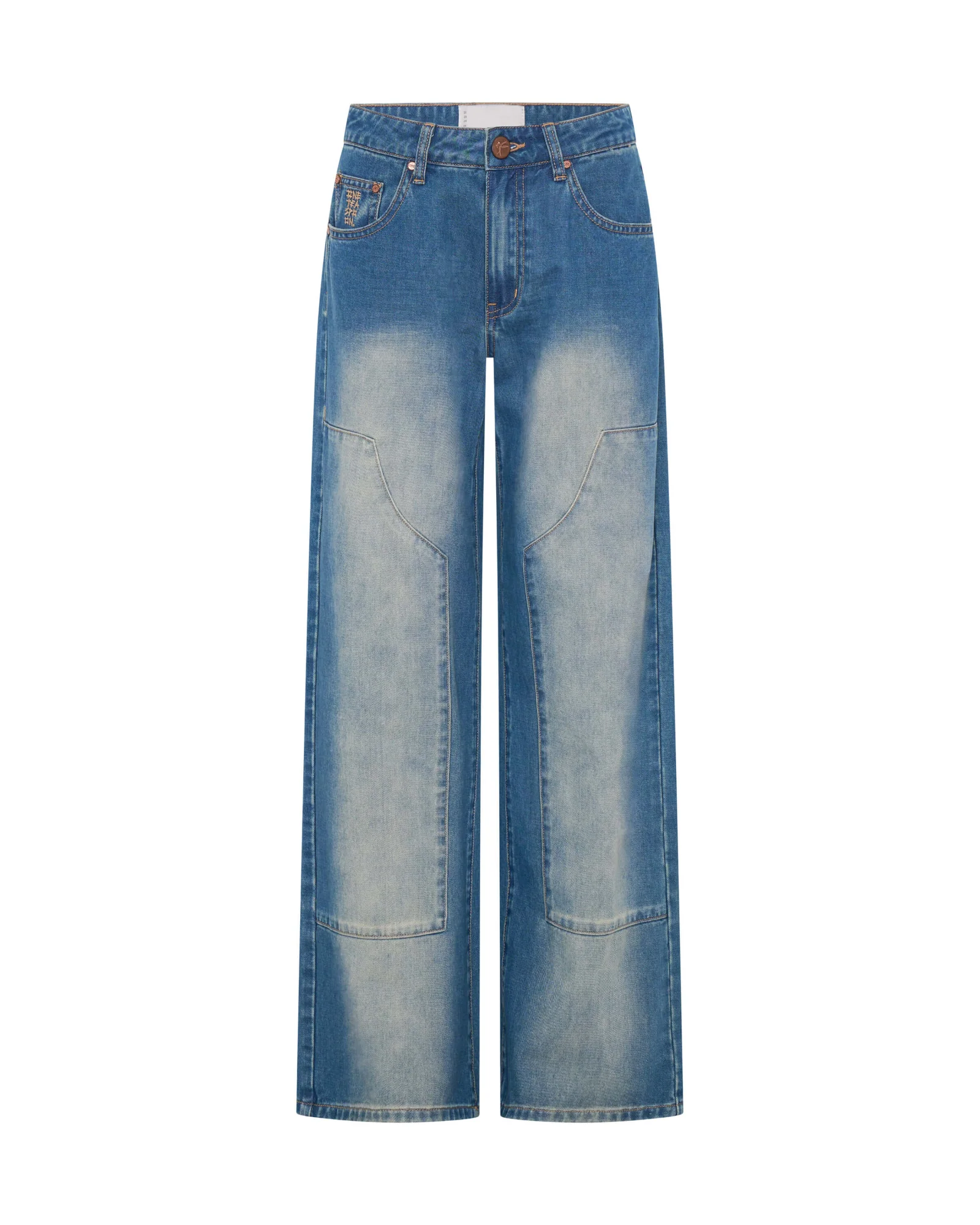 Jackson Mid Waist Wide Leg Denim Jeans - Blue Ranch - Image 6