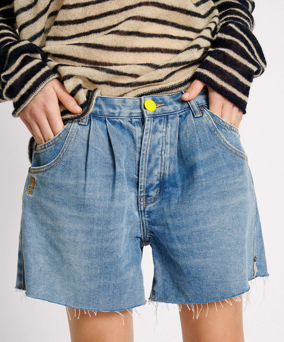 BLUE RAPTURE SUPER RELAXED SHAKER DENIM SHORTS - Image 2