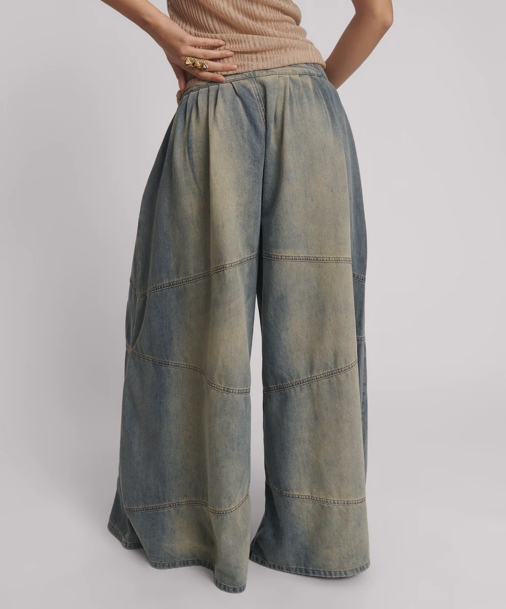 Daddios Low Waist Super Wide Leg Denim Jeans - Blue Sand - Image 4