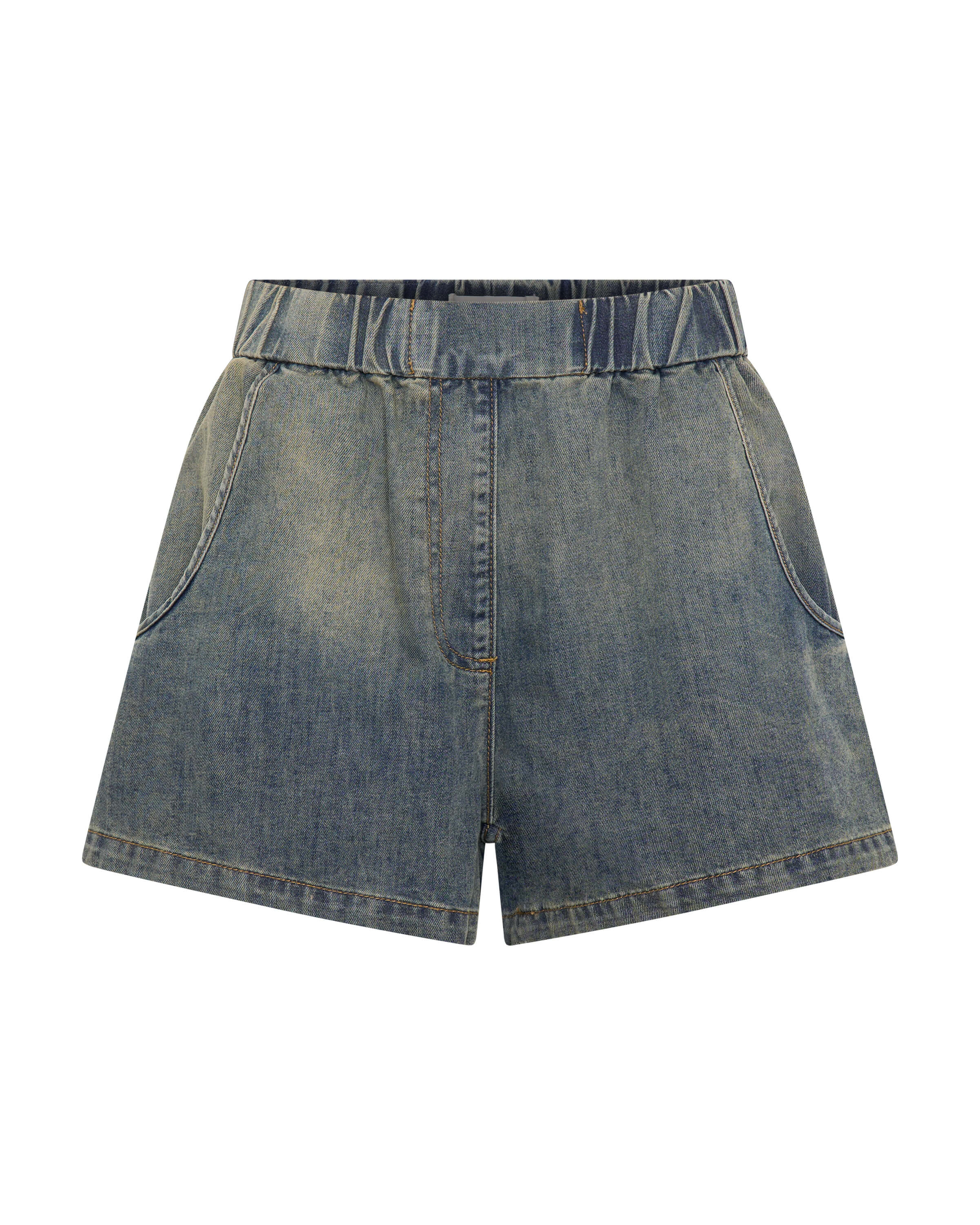 Funks High Waist Elasticated Flippy Denim Short - Blue Sand - Image 8