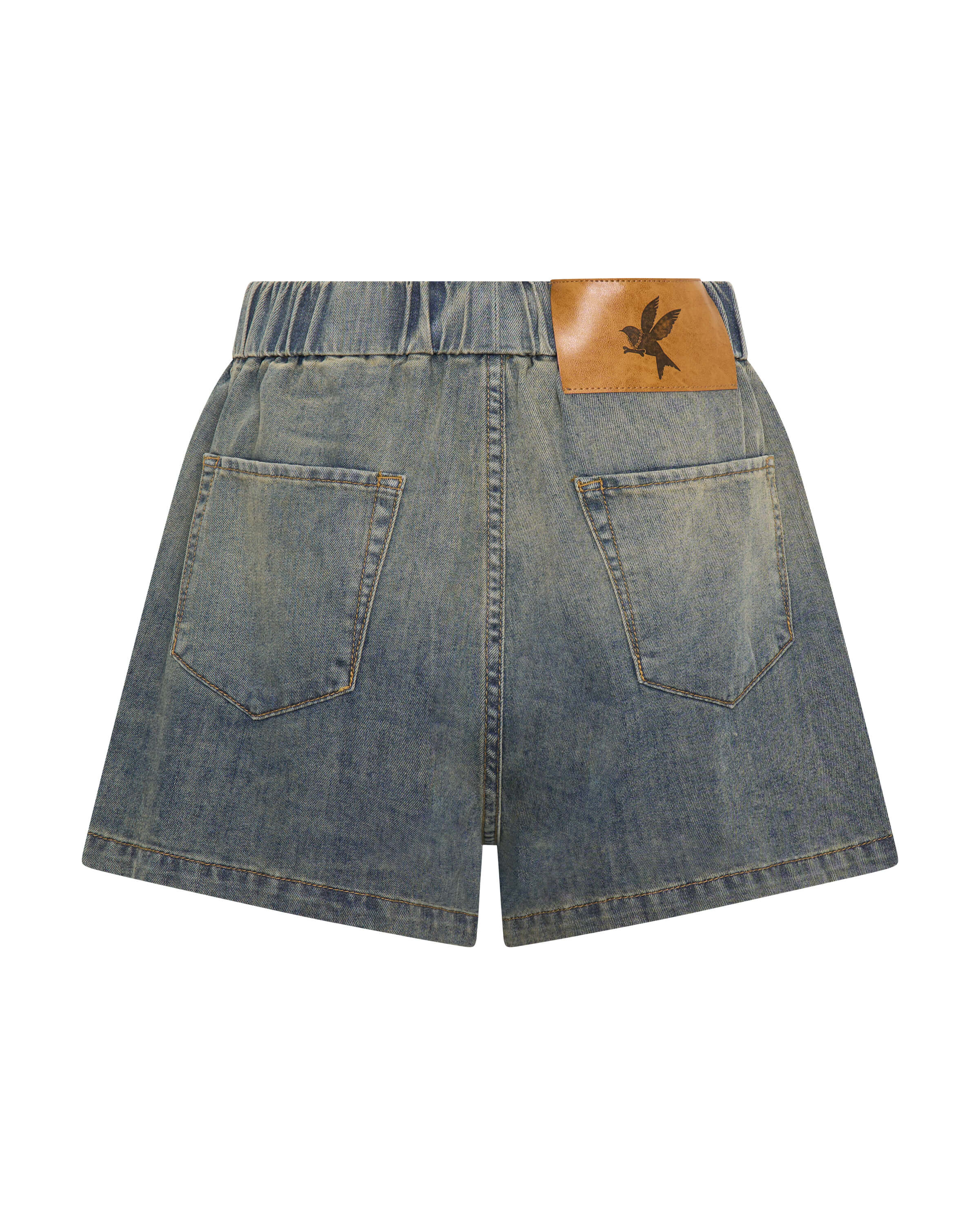 Funks High Waist Elasticated Flippy Denim Short - Blue Sand - Image 9