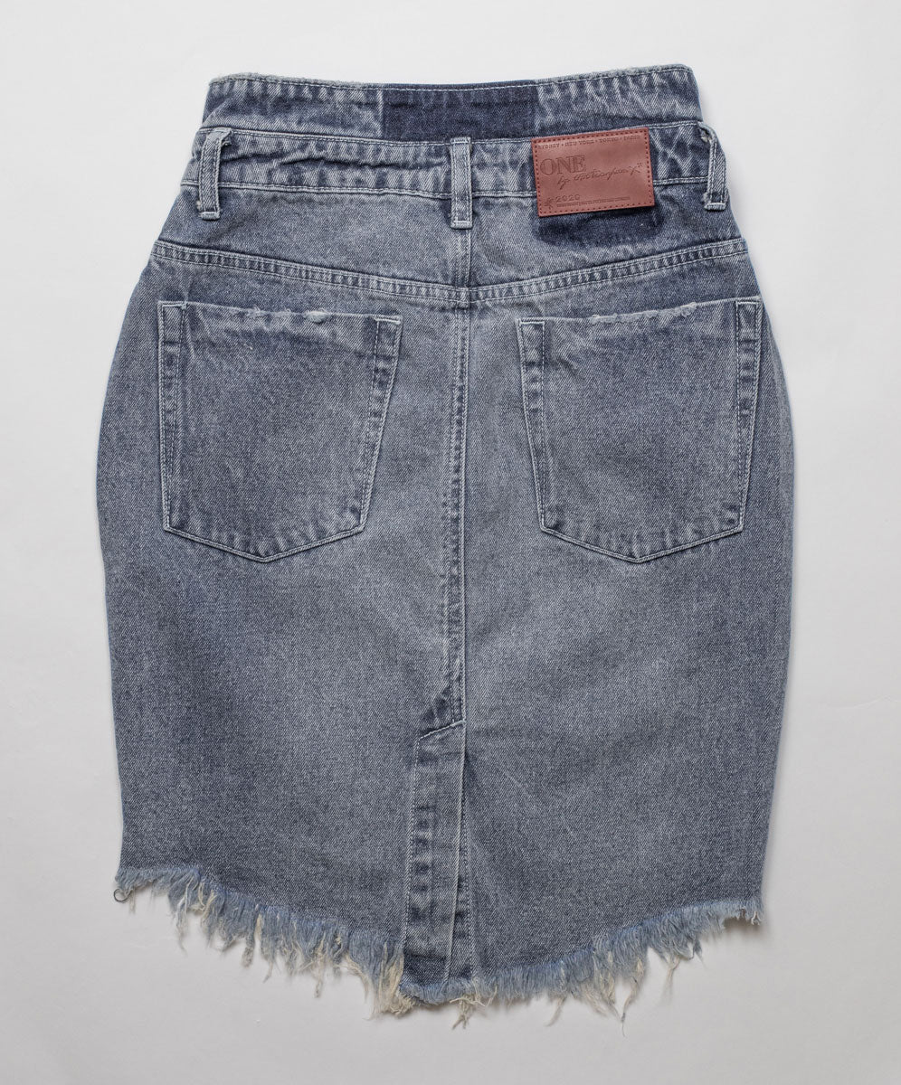 2020 High Waist Mini Denim Skirt - Blue Society - Image 5