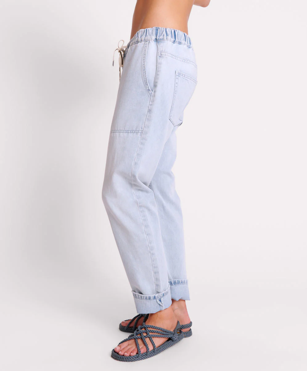 Shabbies Drawstring Boyfriend Jean - Blue Space - Image 4