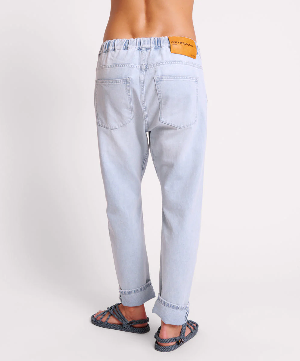 Shabbies Drawstring Boyfriend Jean - Blue Space - Image 5