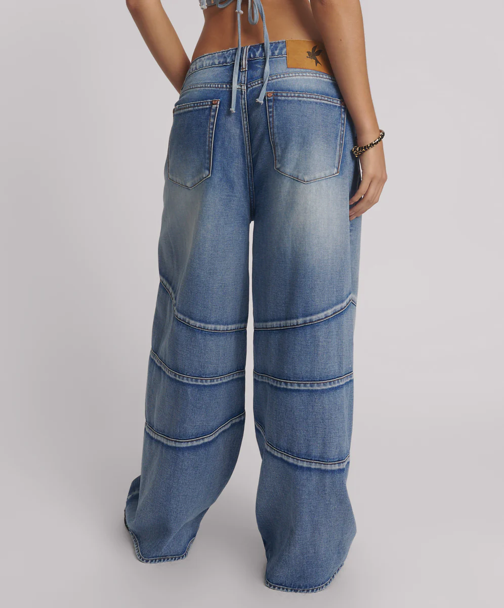 Barrel Mid Waist Wide Leg Denim Jeans - Blue Summer - Image 4