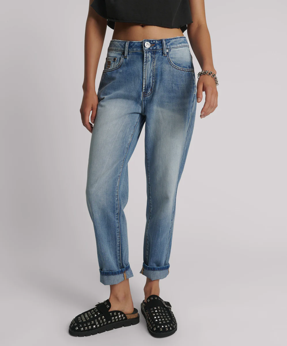 Slims High Waist Cropped Straight Slim Fit Denim Jeans - Blue Summer - Image 2