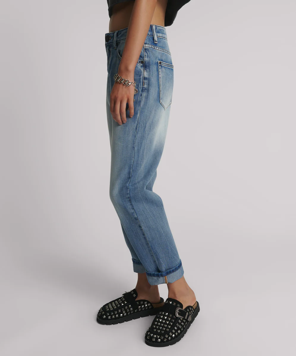 Slims High Waist Cropped Straight Slim Fit Denim Jeans - Blue Summer - Image 3