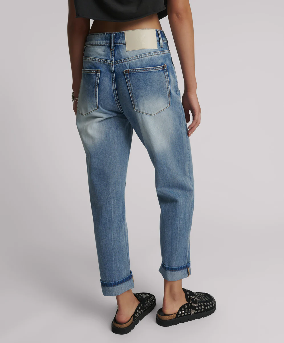 Slims High Waist Cropped Straight Slim Fit Denim Jeans - Blue Summer - Image 4