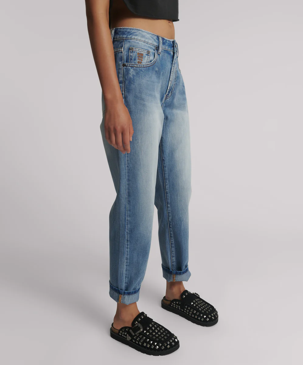 Slims High Waist Cropped Straight Slim Fit Denim Jeans - Blue Summer - Image 5