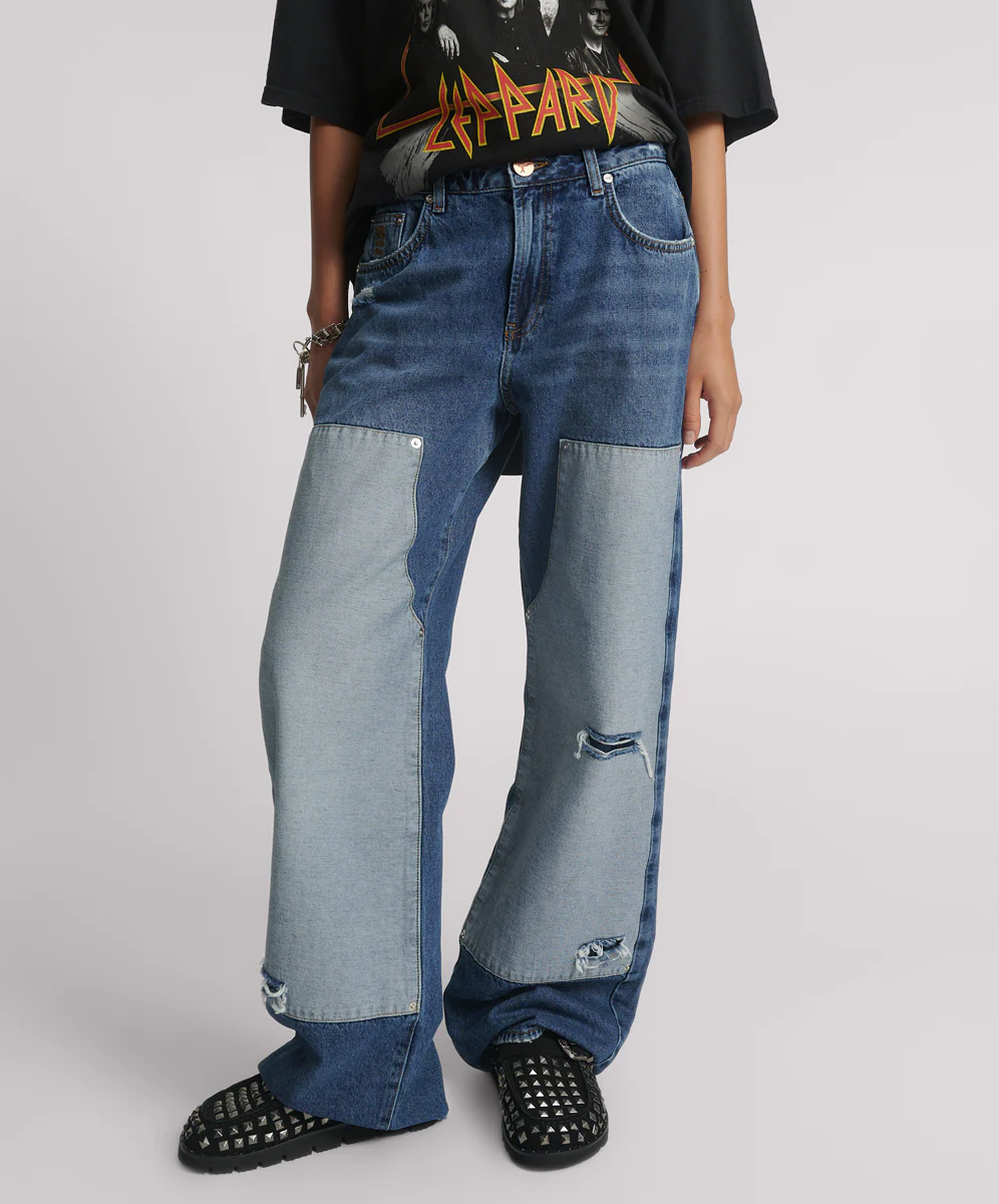 Jackson Mid Waist Wide Leg Denim Jeans - Blue Thunder - Image 2