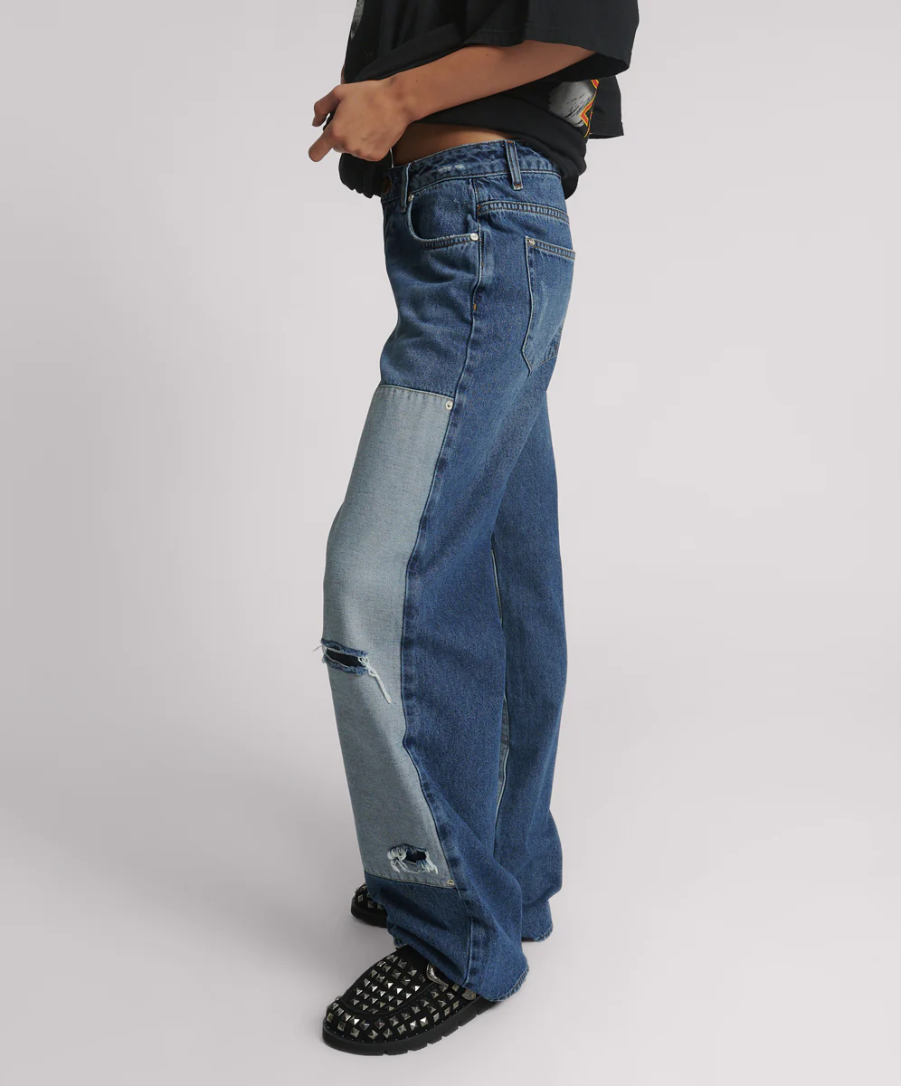 Jackson Mid Waist Wide Leg Denim Jeans - Blue Thunder - Image 3