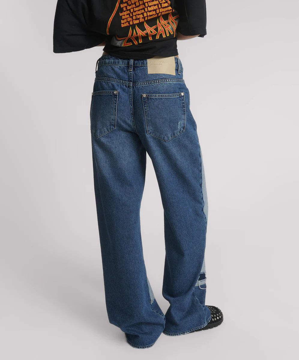 Jackson Mid Waist Wide Leg Denim Jeans - Blue Thunder - Image 4