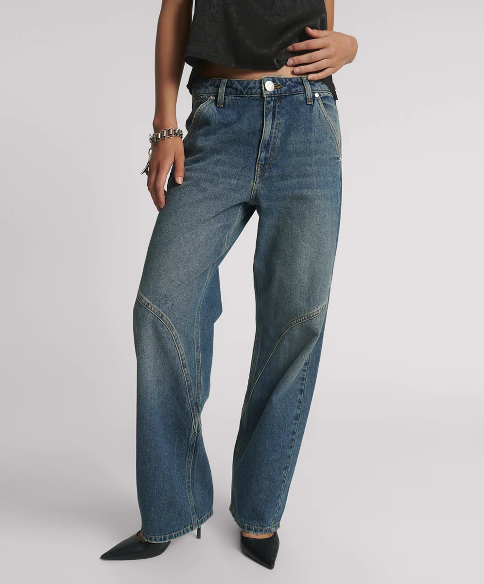 Western Wonders Mid Waist Straight Leg Denim Jeans - Blue Thunder - Image 2