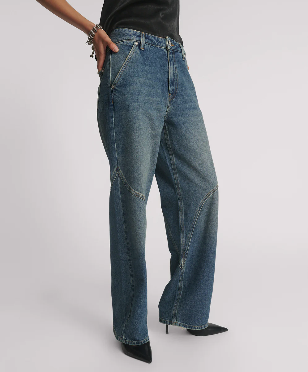Western Wonders Mid Waist Straight Leg Denim Jeans - Blue Thunder - Image 5