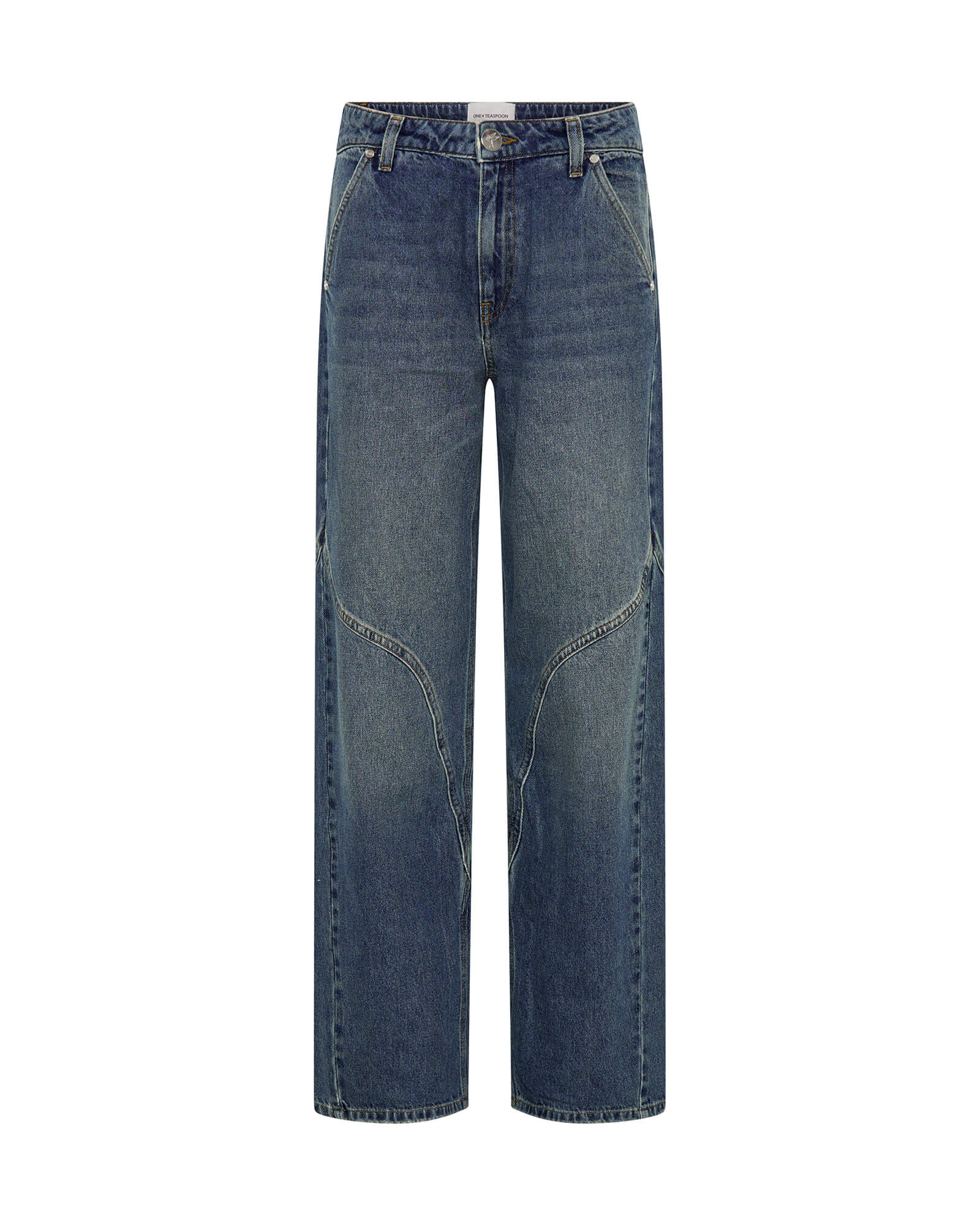 Western Wonders Mid Waist Straight Leg Denim Jeans - Blue Thunder - Image 6
