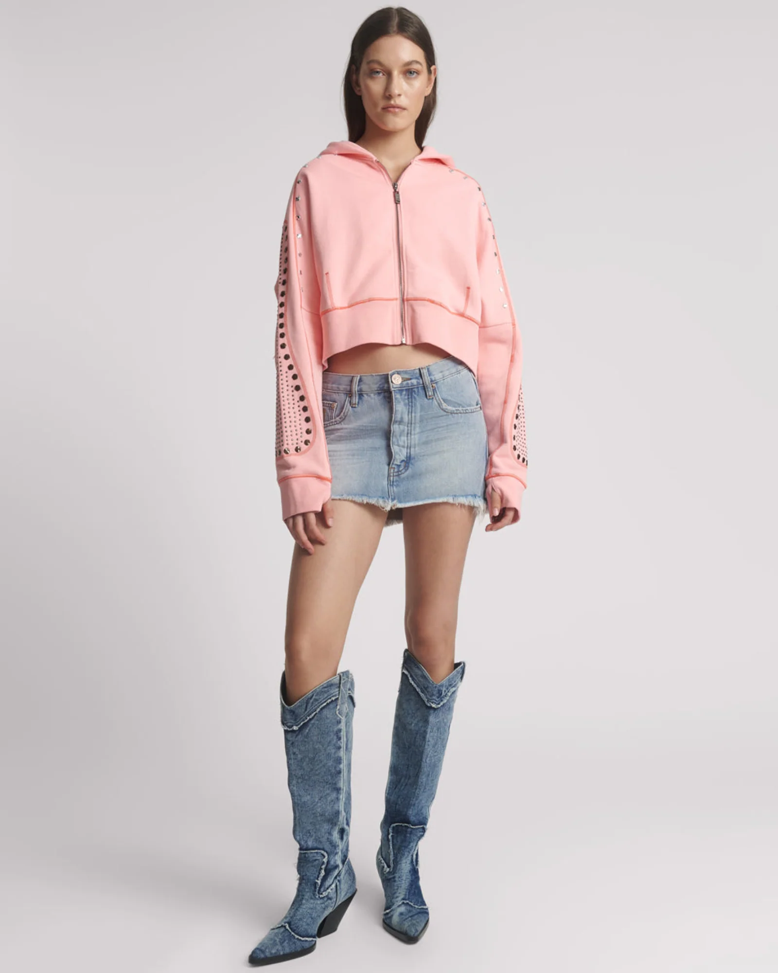 Junkyard Low Waist Relaxed Mini Denim Skirt - Blue Tobacco