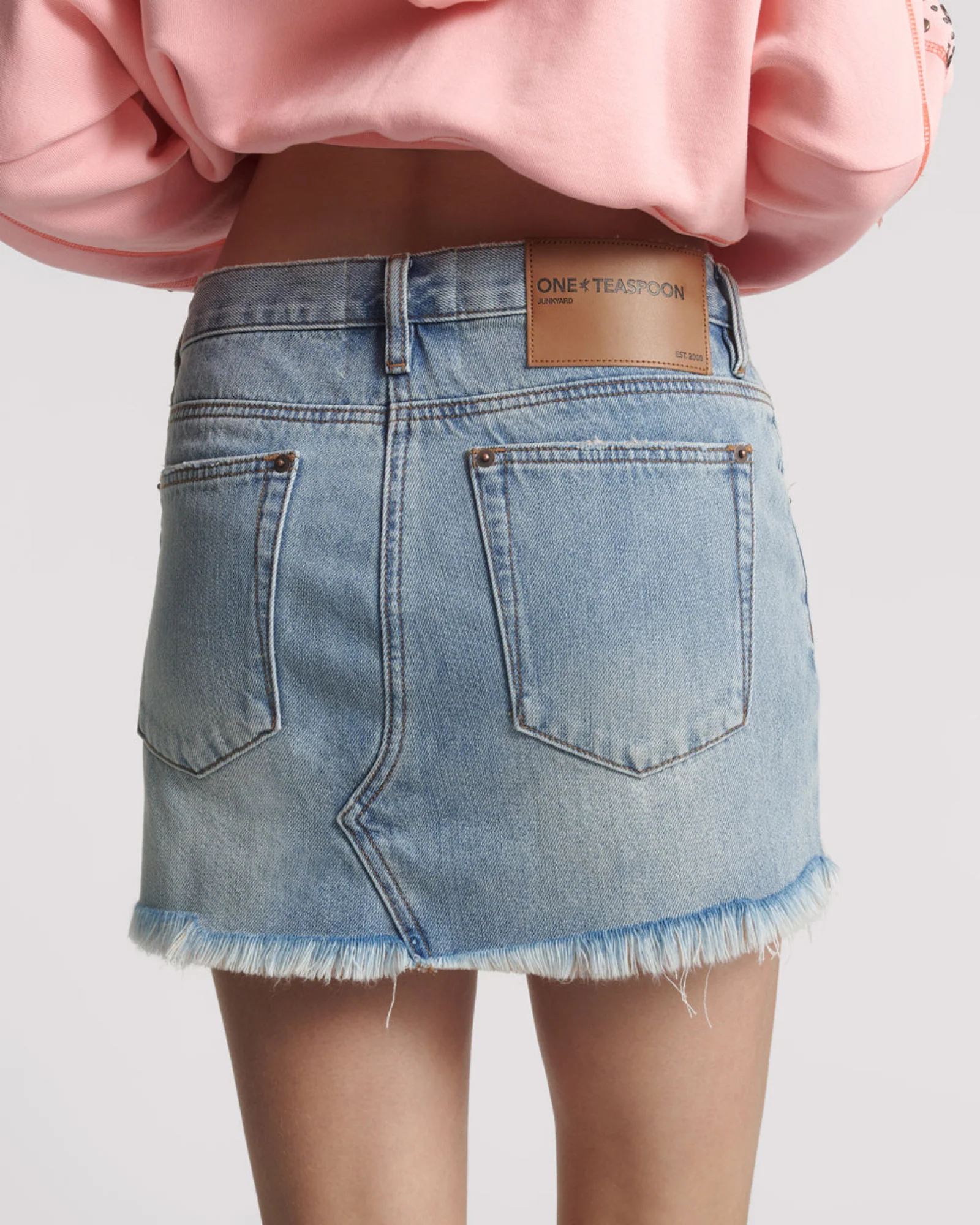 Junkyard Low Waist Relaxed Mini Denim Skirt - Blue Tobacco - Image 5