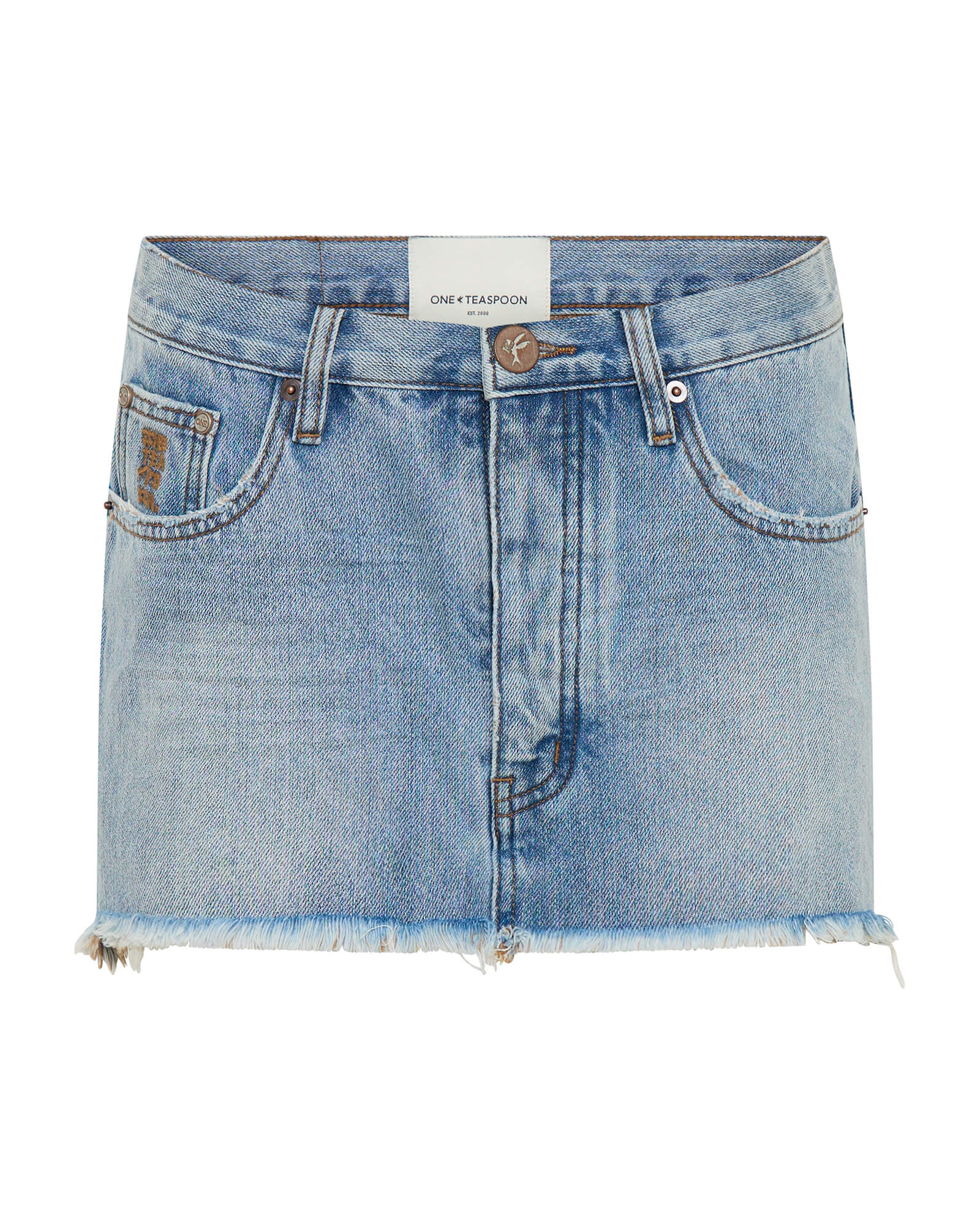 Junkyard Low Waist Relaxed Mini Denim Skirt - Blue Tobacco - Image 8