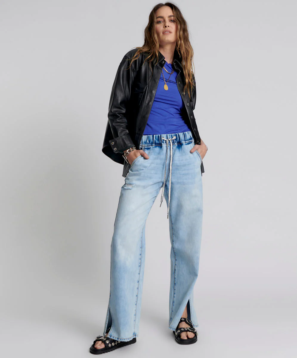 BLUE TORNADO ROADHOUSE WIDE LEG DRAWSTRING JEANS