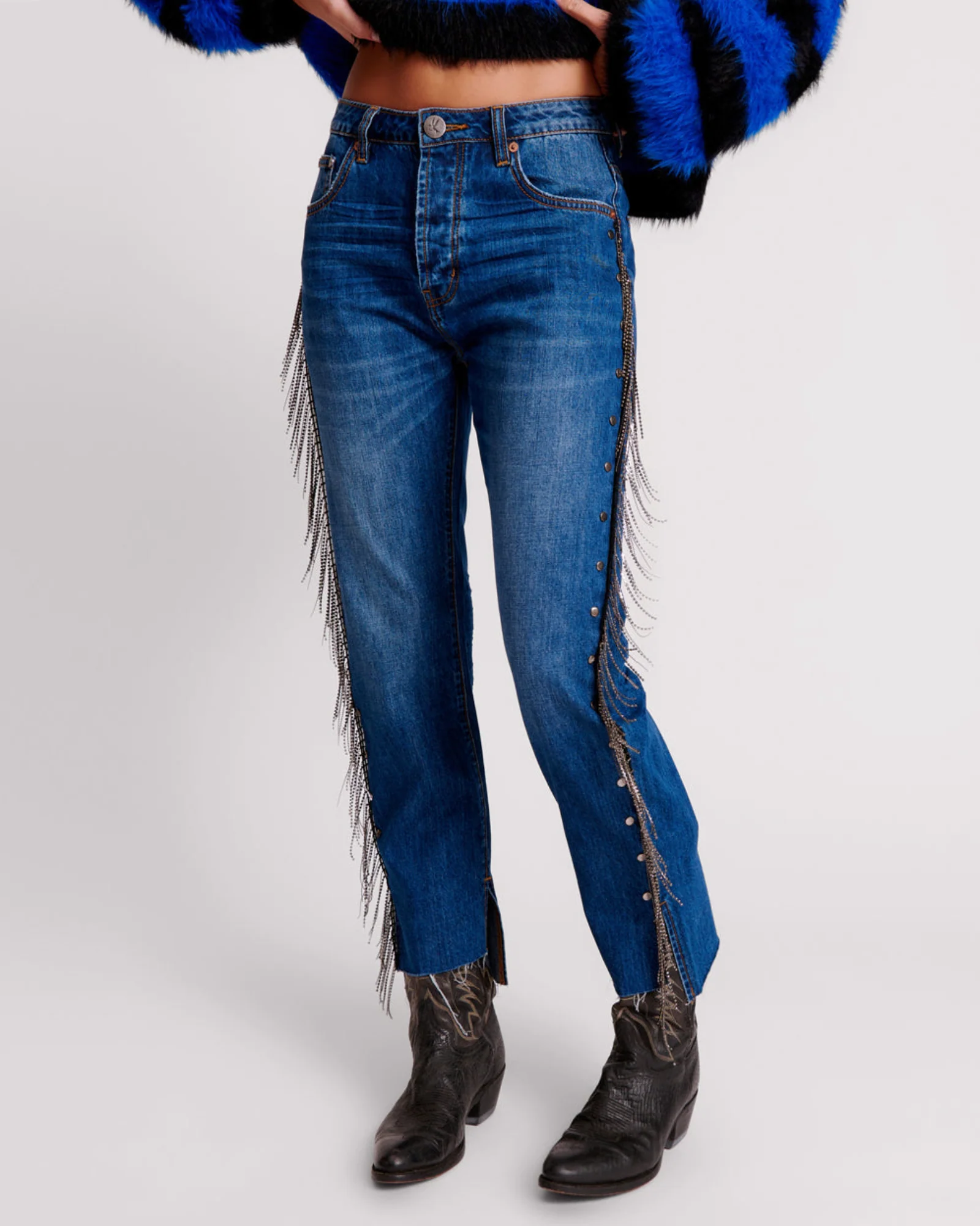 Hooligans Low Waist Relaxed Straight Leg Denim Jeans - Blue Moon - Image 3