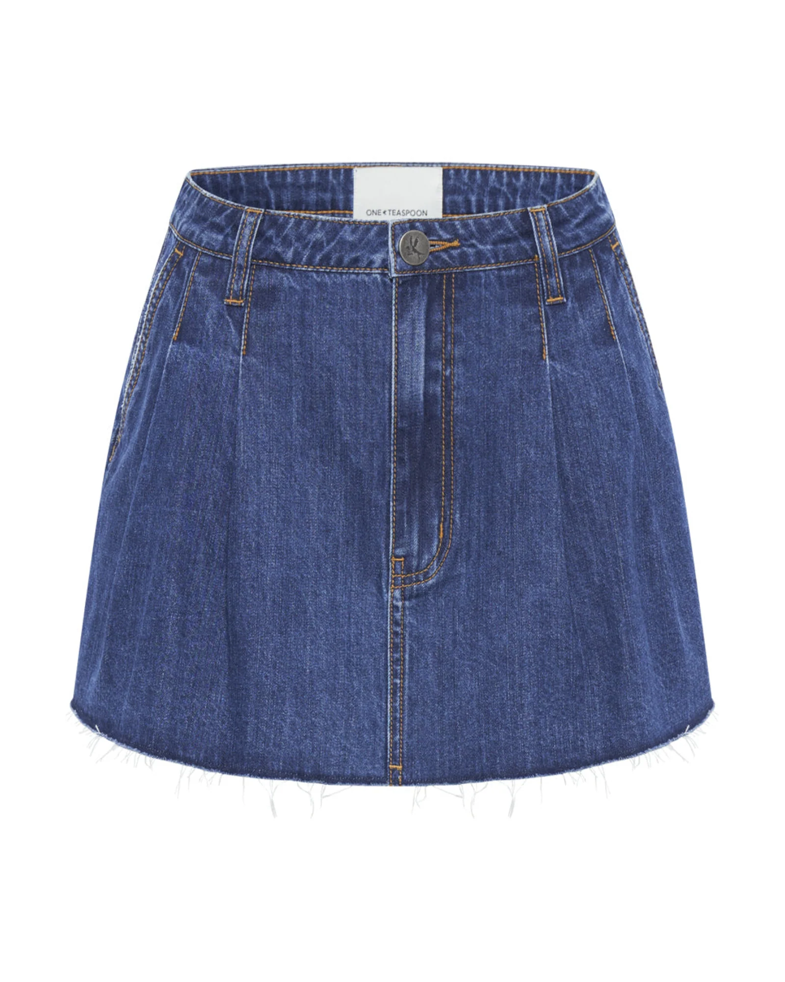 Pleated Micro Denim Mini Skirt - Blue Moon - Image 6