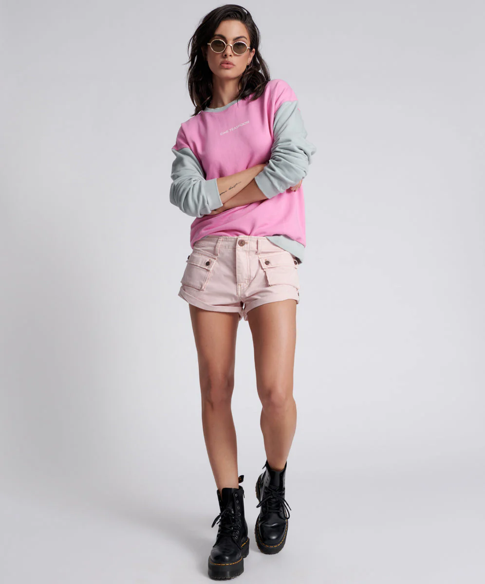 Cadet Bandits Low Waist Denim Shorts - Blush Pink - Image 2