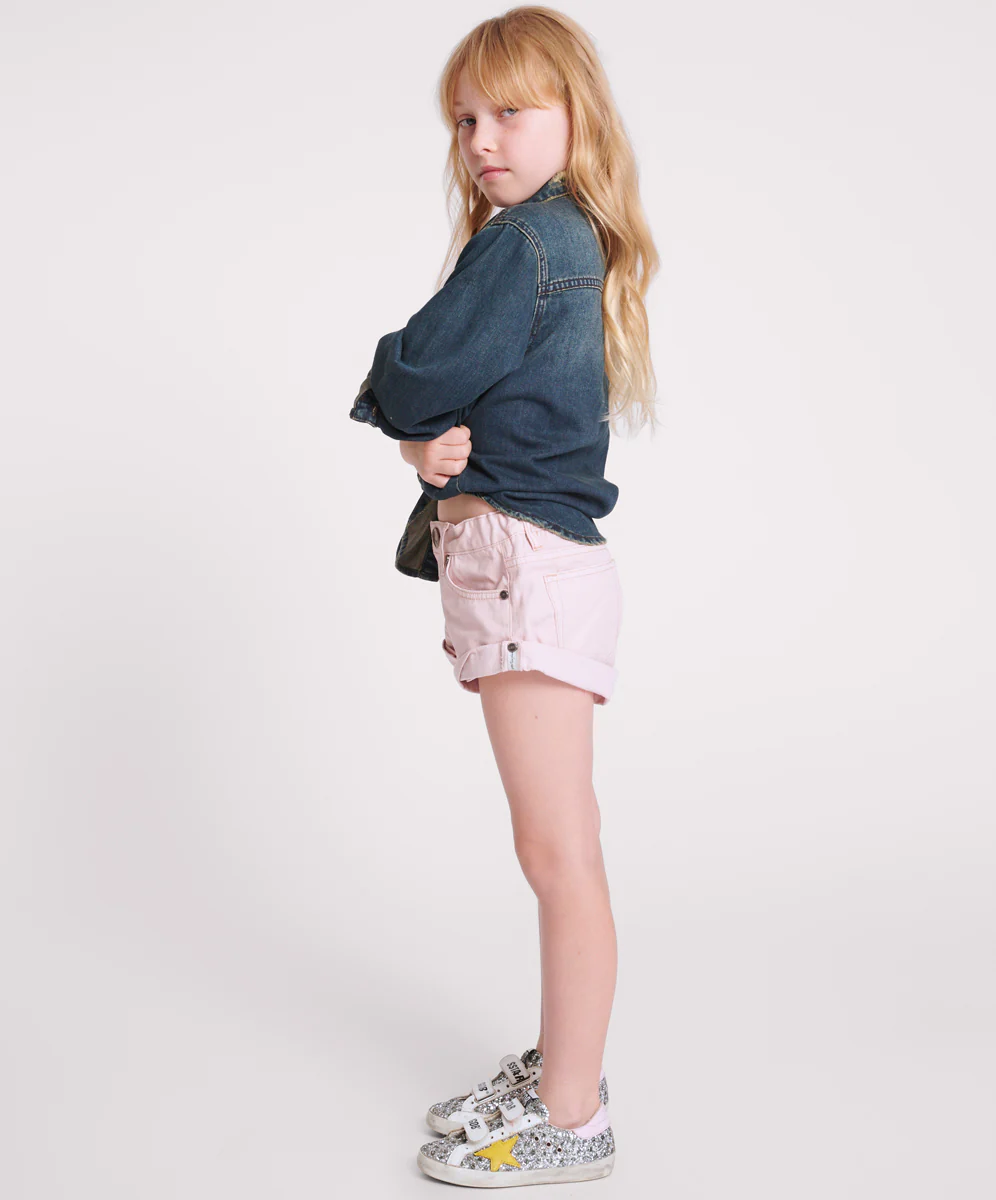 Kids Bandits Low Waist Denim Shorts - Blush Pink - Image 2