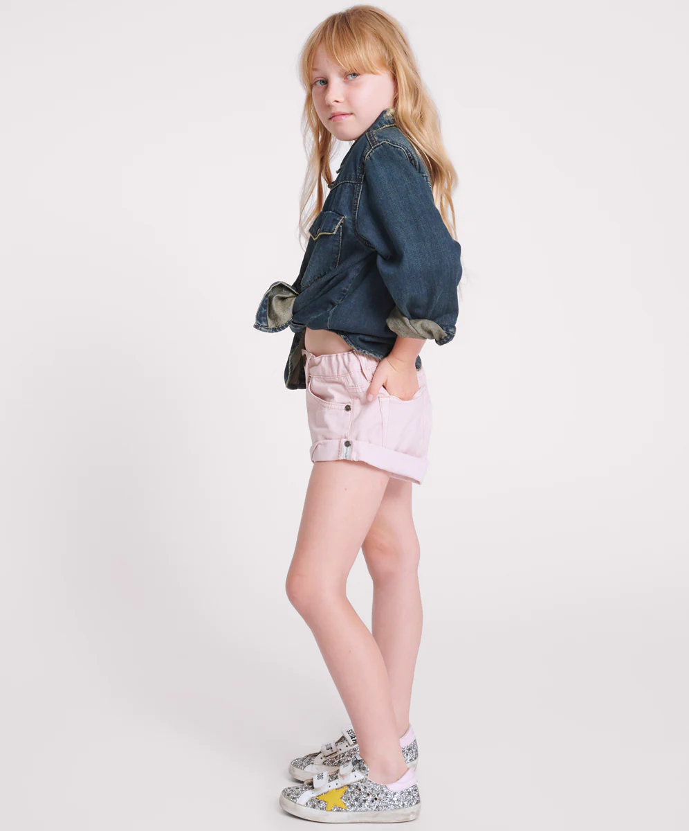 Kids Bandits Low Waist Denim Shorts - Blush Pink - Image 3