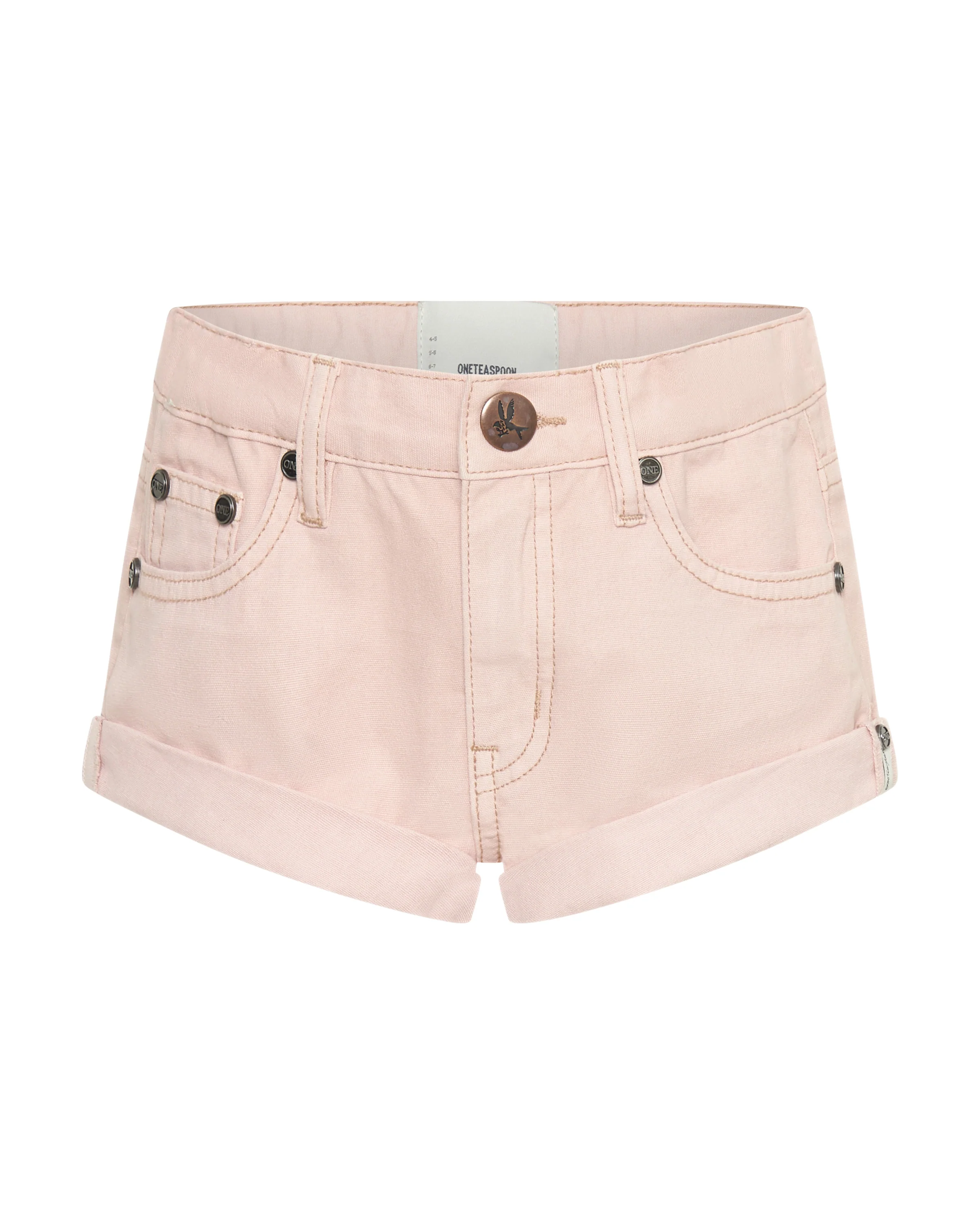 Kids Bandits Low Waist Denim Shorts - Blush Pink - Image 6