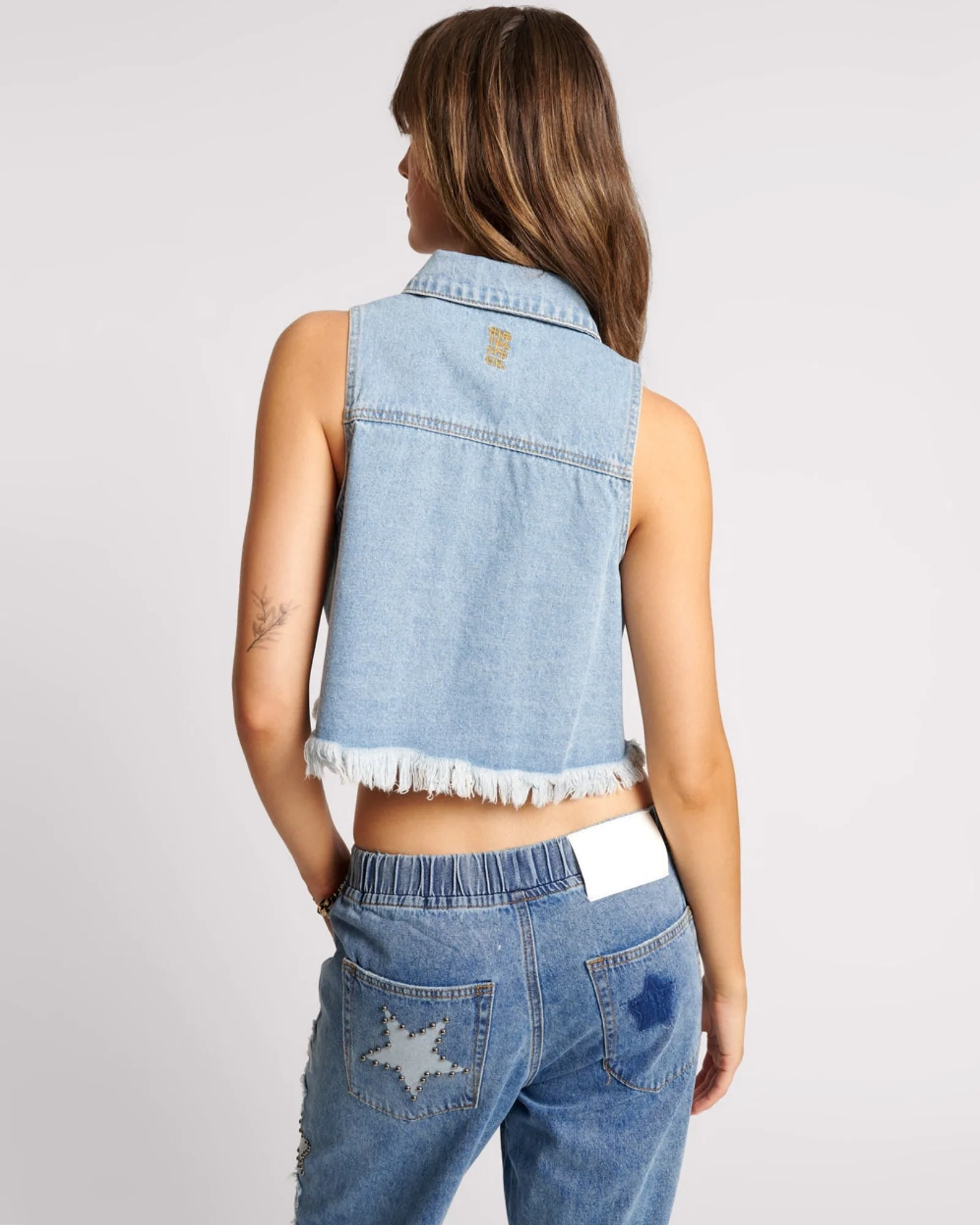 Braxton Cropped Denim Top - Bolt Blue - Image 3