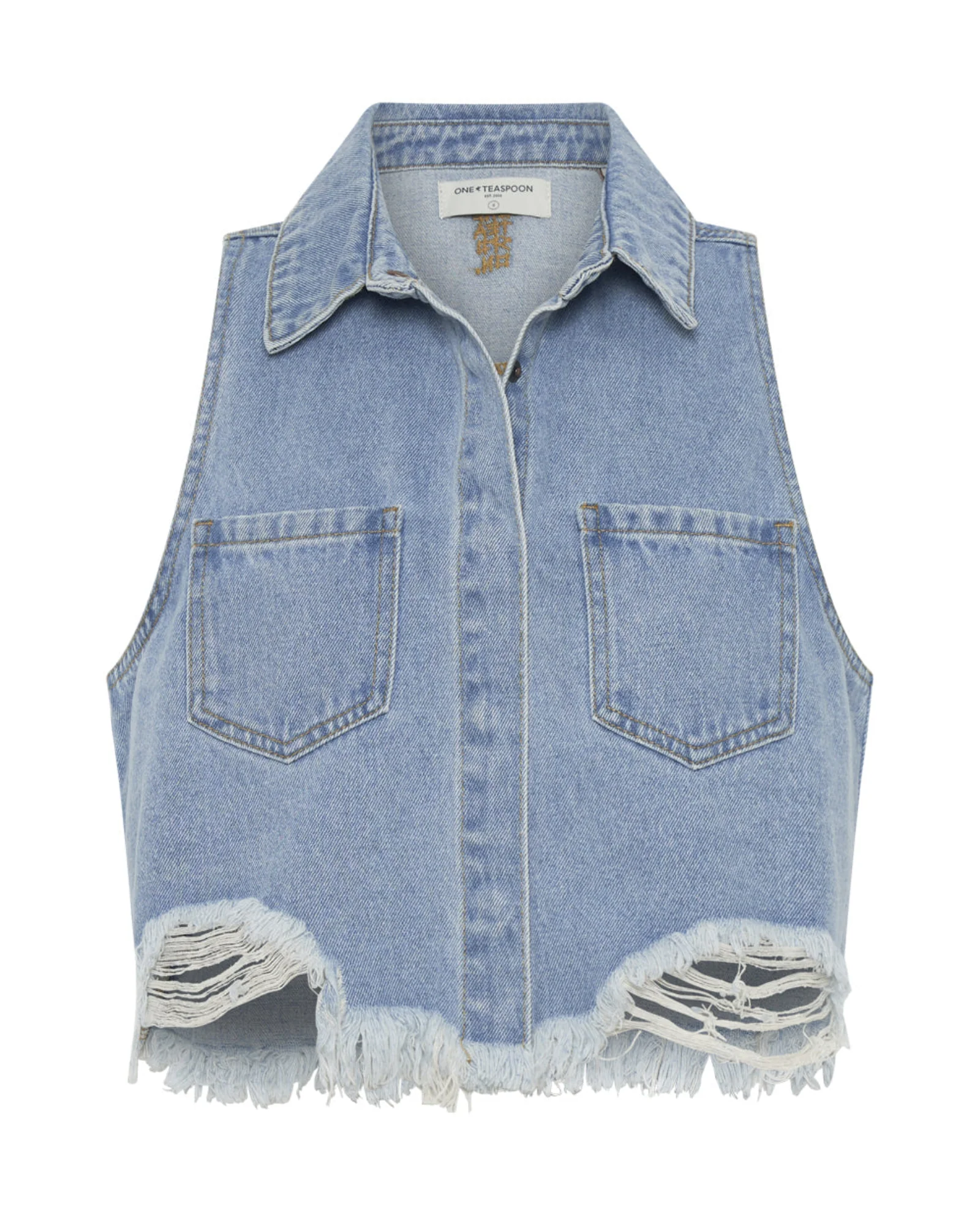 Braxton Cropped Denim Top - Bolt Blue - Image 6