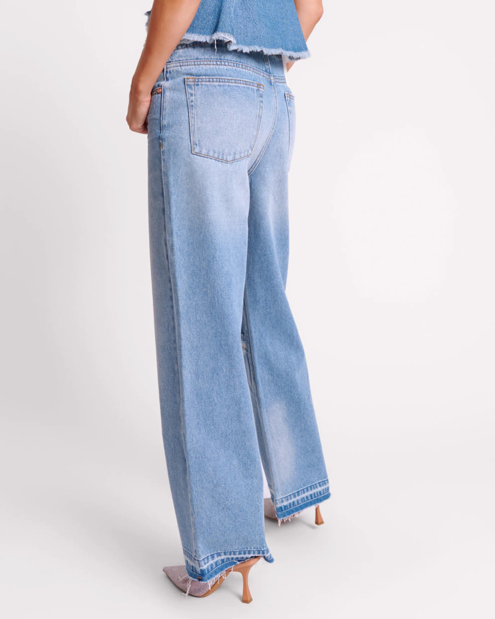Low Riders Low Waist Wide Leg Denim Jeans - Bolt Blue - Image 3
