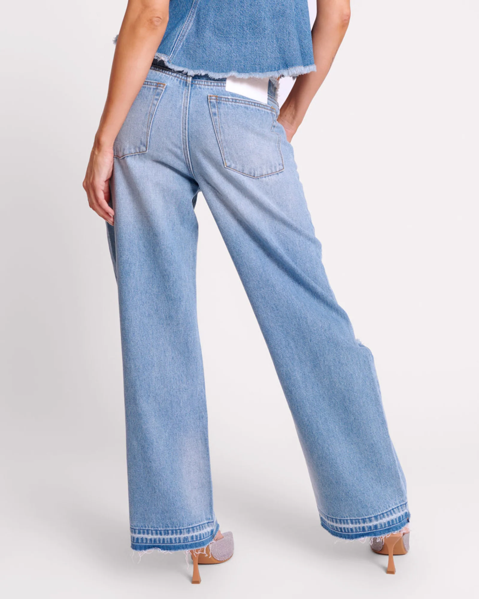 Low Riders Low Waist Wide Leg Denim Jeans - Bolt Blue - Image 4
