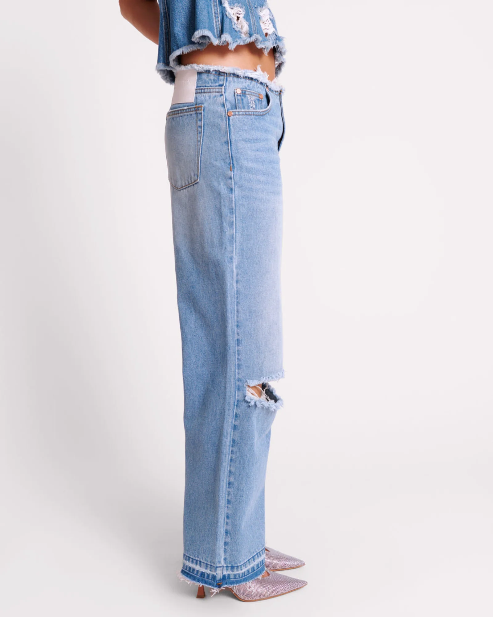 Low Riders Low Waist Wide Leg Denim Jeans - Bolt Blue - Image 5