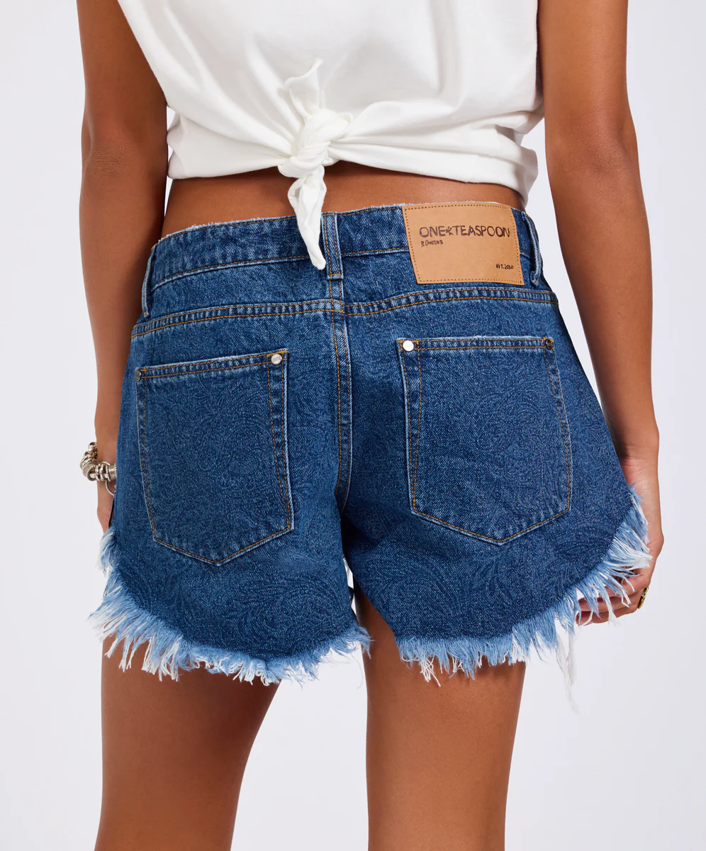 Bonitas Low Waist Denim Shorts - Blue Paisley - Image 6